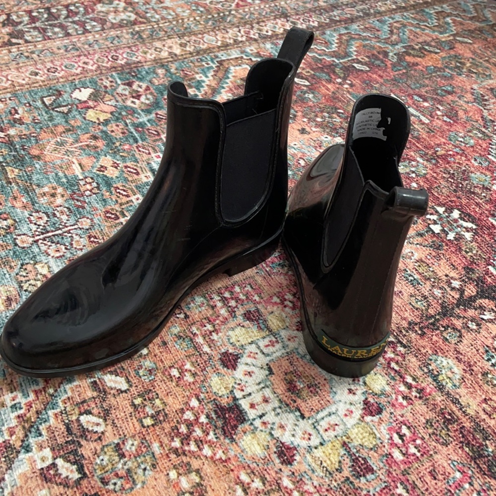 Lauren Ralph Lauren ankle height black rain boots